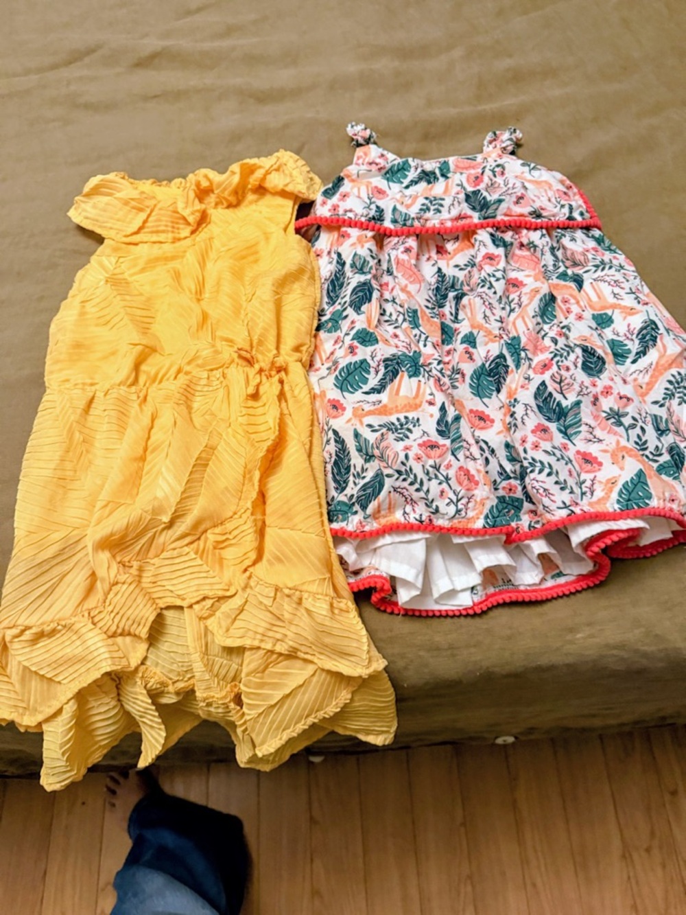Yellow Ruffle Sundress and Safari Giraffe Sundress for Girls